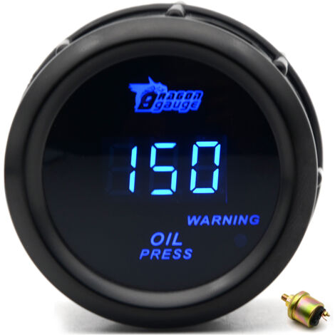 Jauge de pression d'huile numérique avec capteur pour voiture automatique 52mm 2 pouces LCD 0 120PSI voyant d'avertissement noir