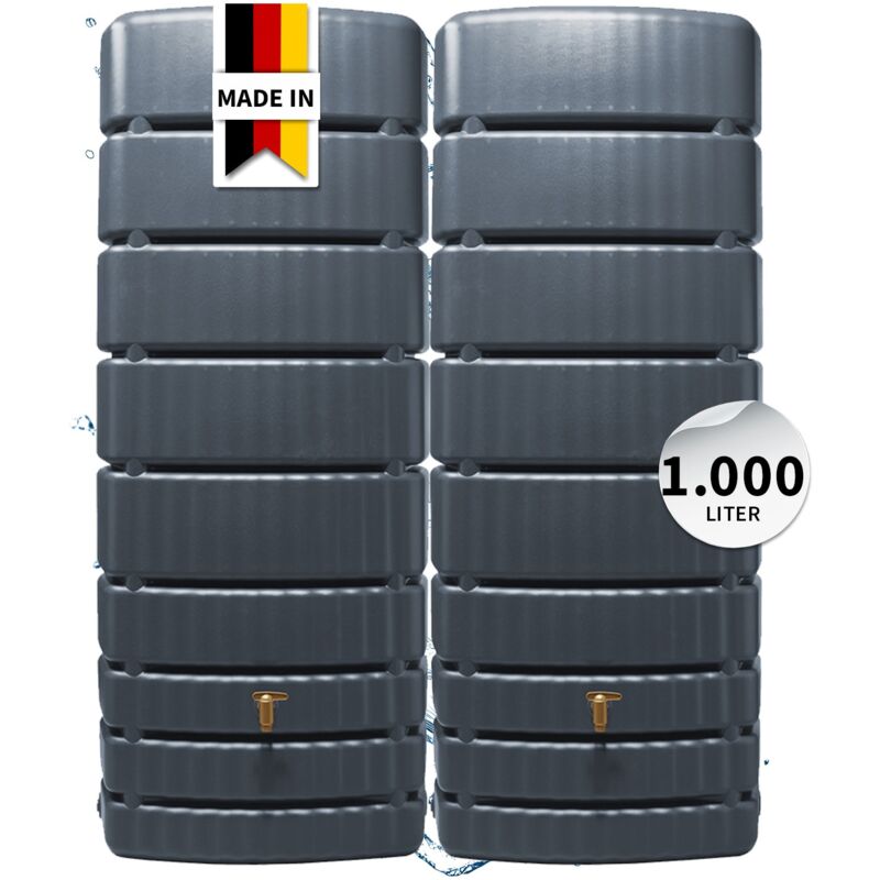 4rain SLIM WandtankSET 1000 L, graphite grey, 2 x SLIM 500 L, inkl