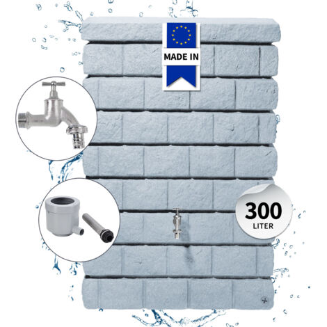 GARANTIA ROCKY Junior Wandtank Komplett-Set 300 Liter lightgranite inkl. Chrom-Auslaufhahn und Fallrohranschluss