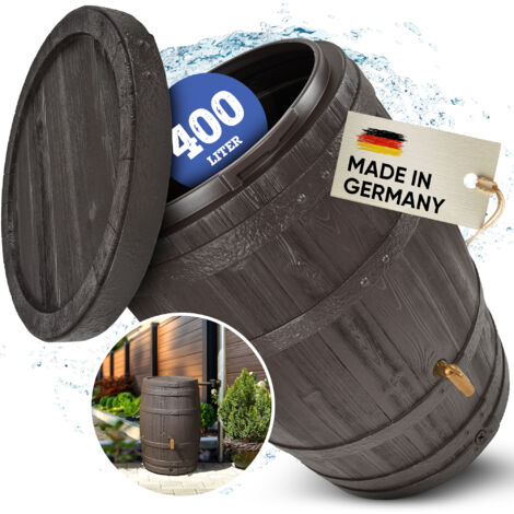 4rain Regenfass Vino 400l Holzfassoptik Ø78cm Regentonne Regenbehälter Behälter