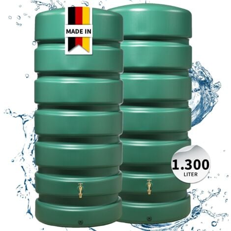 GARANTIA CLASSICO Gartentank-Set 1300 Liter dunkelgrün, 2 x CLASSICO ...