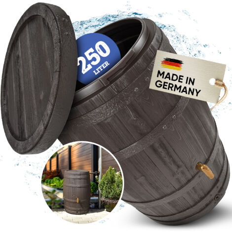 4rain Regenfass Vino 250l Holzfassoptik Ø65cm Regentonne Regenbehälter Behälter