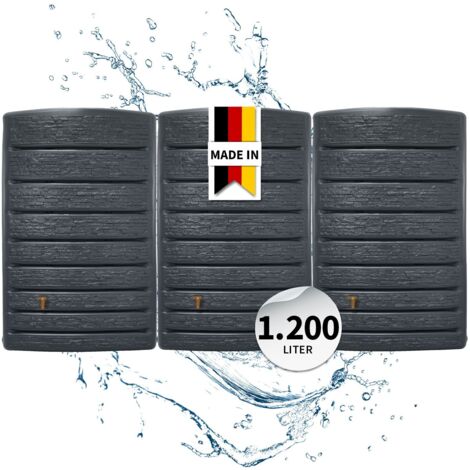 4rain ExtraSLIM STONE DECOR Wandtank-SET 1200 Liter graphite grey, 3 x ExtraSLIM STONE DECOR 400 Liter inkl. Verbinder