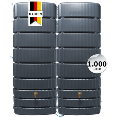 4rain SLIM Wandtank-SET 1000 Liter graphite grey, 2 x SLIM 500 Liter inkl. Verbinder