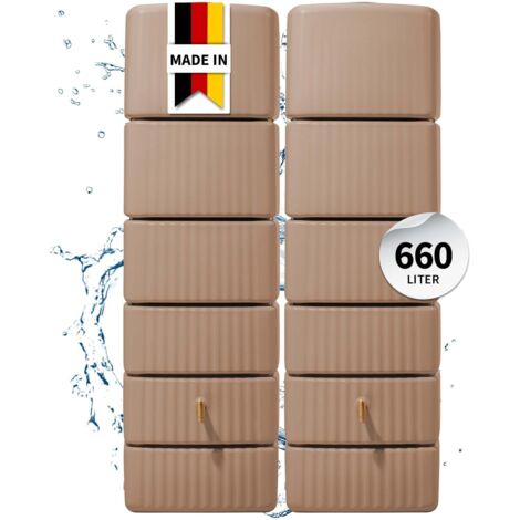 4rain SLIM Wandtank SET 660 L, taupe, 2x Slim 330 L, inkl. Verbinder