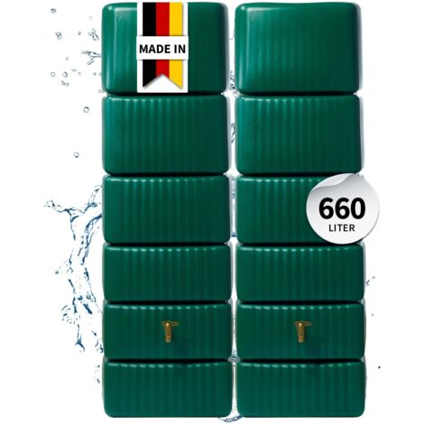 4rain  SLIM Wandtank SET 660 L, dunkelgrün, 2x Slim 330 L, inkl. Verbinder