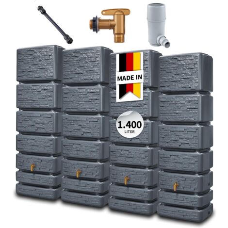 4rain SLIM STONE DECOR Wandtank-Set 1400 Liter graphite grey