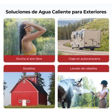 CAMPLUX Calentadores de agua a gas portátiles a partir de 5L/min 10kW, Calentadores de agua a gas propano/butano instantáneos - AY132 - 30/37mbar - Blanco