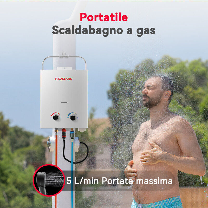 Scaldabagno A Gas Da 10 L/min, 20 KW – Bassa Pressione Avvio 0,2 Bar, Per Camper, Cabine E Case, Nero