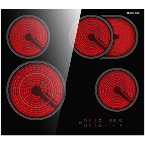 GASLAND Piano cottura in vetroceramica da incasso, timer e blocco di sicurezza - CH604BF - 4 zone - 6600W
