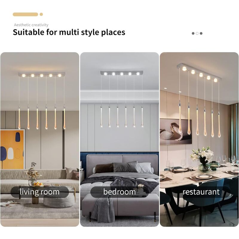 Ganeed Lampade A Sospensione In Cristallo, Lampadari A LED Moderna Dimmerabile Con Goccia Di Vetro A Bolla Lampadario A Led Integrato A 6 Luci Per Sala Da Pranzo Dellisola Della Cucina 61221905