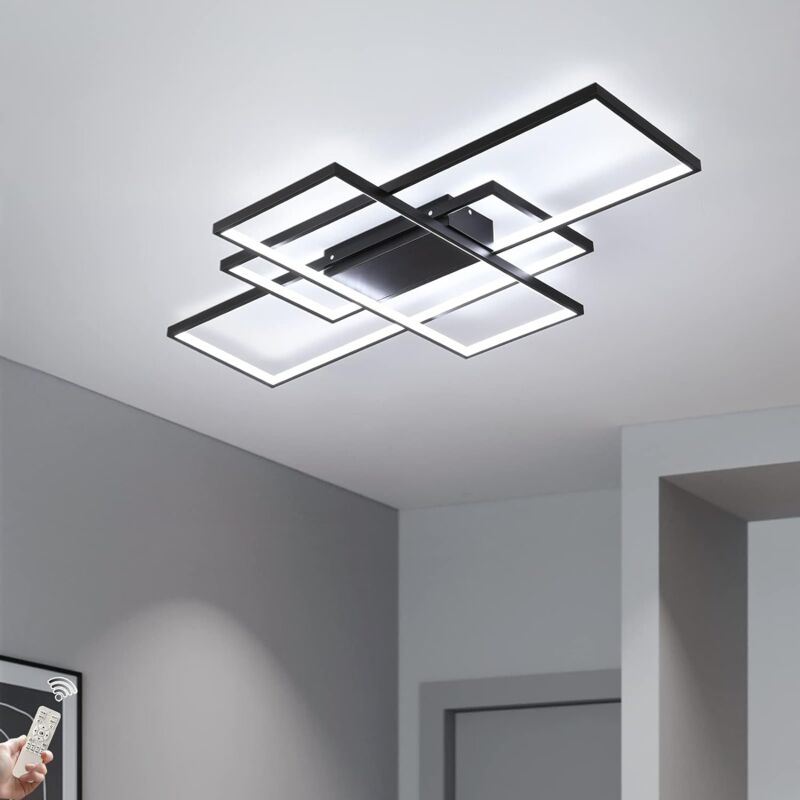 J.SUNUN Plafoniera LED Soffitto Dimmerabile Lamp 3000K-6000K Moderno 3-Anello Ovale Designer Lampada a Sospensione Per Soggiorno Camera da letto Sala pranzo Cucina Ufficio Lampadario,Bianco 95CM