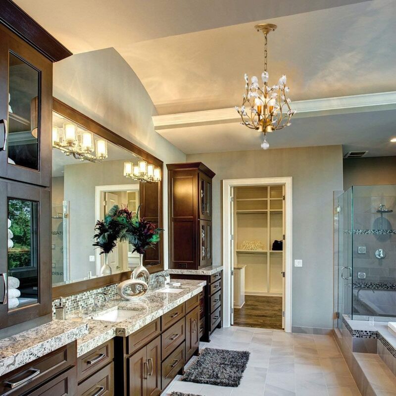 Ganeed Vintage K9 Chiaro Lampadari Di Cristallo, Illuminazione A Soffitto, Illuminazione A Sospensione A Filo Montato Apparecchio Con 3 Luce Per Soggiorno Ristorante Portico Corridoio (Nero