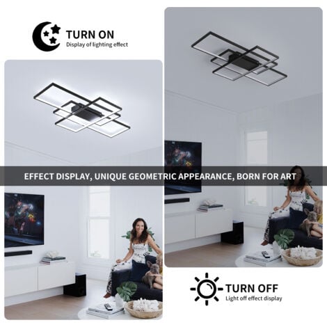 Ganeed Lampada da Soffitto a LED Moderna da 68 W, Lampadario da Soffitto a 3 Quadrati in Alluminio Acrilico, Plafoniera da Soffitto Semplice da Incasso per Sala da Pranzo Studio, Bianco Freddo/6000K