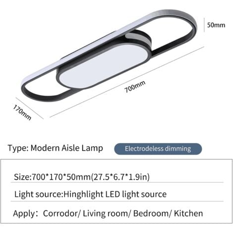 Ganeed Plafoniera Dimmerabile, Plafoniera Moderna, Plafoniera LED Lineare in Acrilico, Plafoniera con Telecomando, Plafoniera per Soggiorno, Cucina, Sala da Pranzo, Camera da Letto (Nero 40W)