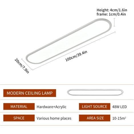 Ganeed Plafoniera a LED, plafoniere lunghe dimmerabili Plafoniere moderne ultra sottili per camera da letto Cucina Armadio Corridoio (Bianco)
