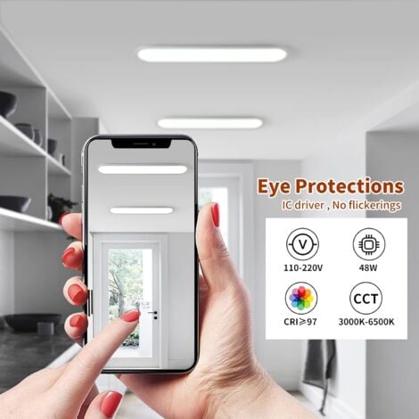 Ganeed Plafoniera a LED, plafoniere lunghe dimmerabili Plafoniere moderne ultra sottili per camera da letto Cucina Armadio Corridoio (Bianco)