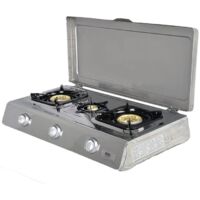 NSD-3C Edelstahl 3 flammig Camping Gaskocher mit Deckel, Zündsicherung