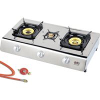 NSD-3 Edelstahl Camping Gaskocher 3 flammig mit Zündsicherung Propan