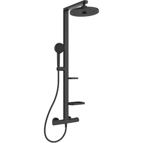Ideal Standard ALU+ - Set doccia termostatico, diametro 26 cm, 2 getti, nero seta BD583XG