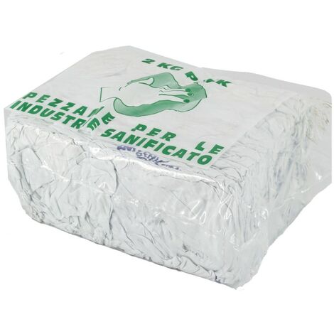 IMBALLAGGI 2000 - Stracci Pulizia Multiuso - Stracci Cotone Bianco Assorbente per Uso Domestico - Stracci Pavimento, Cucina, Bagno, per Spolverare - 1 confezione 2 kg
