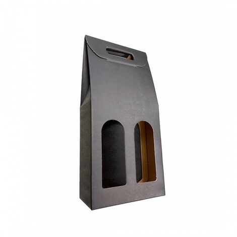 IMBALLAGGI 2000 - 20 Scatole Portabottiglie Nera - Scatole di cartone per bottiglie di vino prosecco champagne - Confezione da 2 bottiglie - Ideali per Natale e occasioni speciali