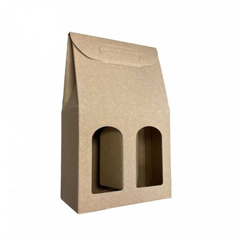 IMBALLAGGI 2000 - 1 Scatola Portabottiglie Marrone - Scatole di cartone per bottiglie di vino prosecco champagne - Confezione da 2 bottiglie - Ideali per Natale e occasioni speciali