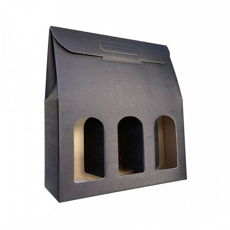 IMBALLAGGI 2000 - 20 Scatole Portabottiglie Nera - Scatole di cartone per bottiglie di vino prosecco champagne - Confezione da 3 bottiglie - Ideali per Natale e occasioni speciali