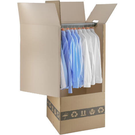 Scatola Cartone Porta Abiti con Barra Appendiabiti 50x50 cm h 120 cm - Nastro Omaggio - Per trasloco Armadio