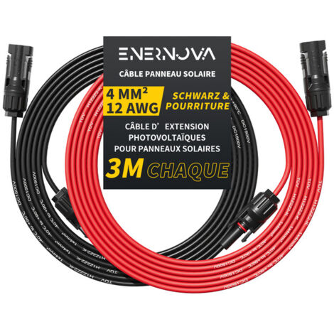 Câble Solaire 4mm² 2m Avec Connecteurs IP68 - Rallonge Panneau Solaire 12AWG Étanche Pour Camping-Car Et Maison