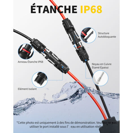 Connecteur Solaire En Y (Y Type) IP68 étanche | Section 4mm²-6mm² | 30A DC1500V | Pour Branchement Parallèle De Panneaux Solaires