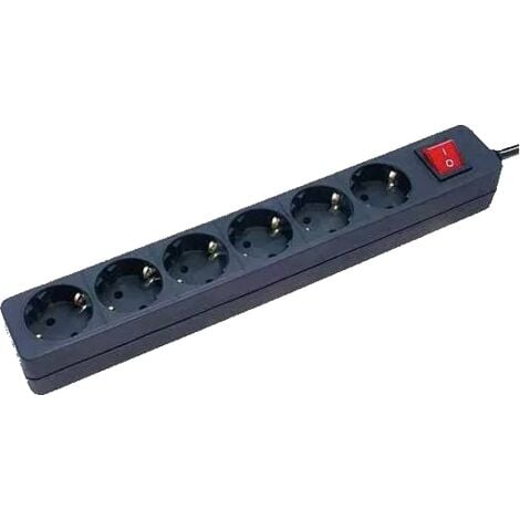 6-fach Steckdosenleiste Schalter schwarz mit 1,4m