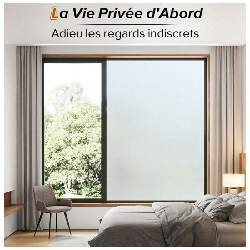 Film Fenêtre Anti-Regard LEMON CLOUD - 44,5x200 Cm - Dépoli Et Anti-UV - Pour Salle De Bain, Bureau Ou Cuisine