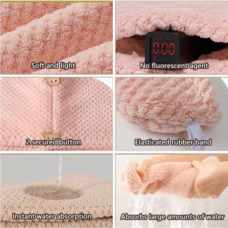 Serviette à Cheveux Stitch à Séchage Rapide - Douce Absorbante Antidérapante Pour Femmes Et Filles