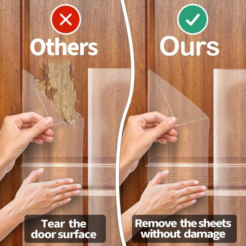 Sollbry Protection anti-rayures pour porte, protégez votre porte, vos meubles et vos murs avec une protection de porte transparente de qualité supérieure et résistante, grande protection de porte pour 2