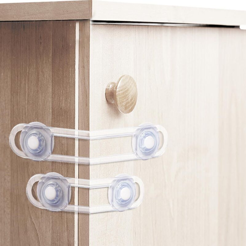 Sécurité Enfant 3 Pièces - Bloque Porte Armoire Et Réfrigérateur - Adhésif Fort - Sans Perçage - Blanc