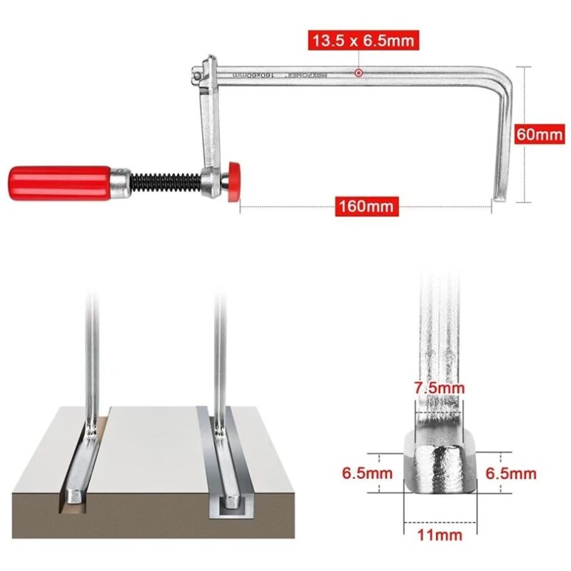2 Serre-joints à Levier, Capacité 160 Mm, Acier Renforcé - Pour Guides De Scie