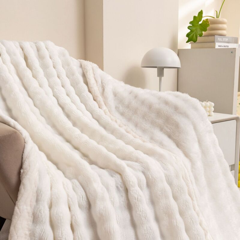 Couverture Fausse Fourrure LiveGo - Ultra Douce Réversible | 800g/m² | Pour Canapé Ou Lit