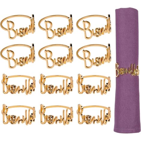Lot De 12 Ronds De Serviette Métal Doré Motif élan - Décoration De Table Noël, Mariage, Fêtes - 6