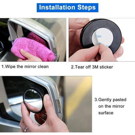 Specchietti Angolo Morto Per Auto - 2 Pezzi In Vetro Convex Regolabili 360° - Foto 2