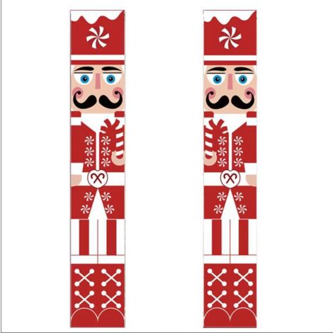 Bannière De Porte Noël Soldats Casse-Noisette - Décorations Extérieures Intérieures - 180x31 Cm - Rouge - 3