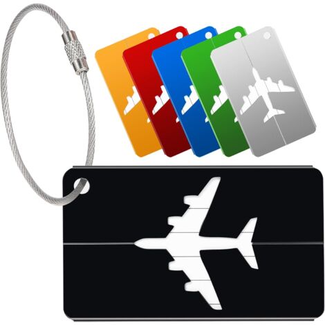 Étiquettes Valise Fezf - Lot De 6 - Transparentes Étanches - Avec Bandes Métal - Pour Bagage Avion