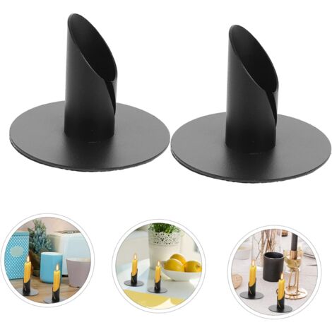 Lot De 2 Bougeoirs Coniques En Métal Noir - Support Pour Bougies Bâtons - UXCELL
