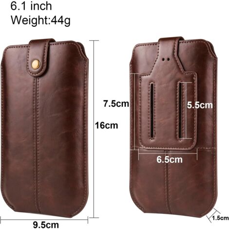 Pochette Ceinture En Cuir PU Pour Téléphone - Support Vertical, Porte-cartes, Mousqueton, Jusqu'à 7,2 Pouces