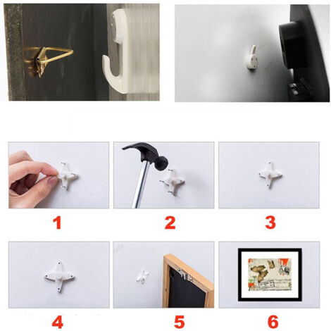 4 Crochets De Fixation Pour Cadre Photo / Miroir - Avec 16 Vis - Alliage Fer - Argenté - Fixation Invisible Derrière Le Cadre - 12