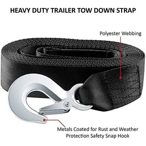 Sangle Treuil Bateau 6m Polyester Avec Mousqueton – Sangle Remorque Haute Résistance Pour Véhicules Et Bateaux