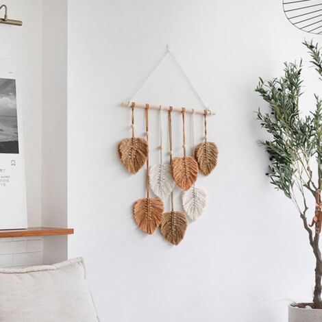 Lot De 4 Tringles En Bois Naturel Pour Tapisserie – Suspension Murale Macramé, Décoration Boho