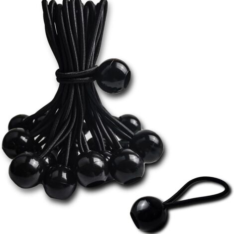20 Tendeurs élastiques Avec Boule, Noirs, 15CM
