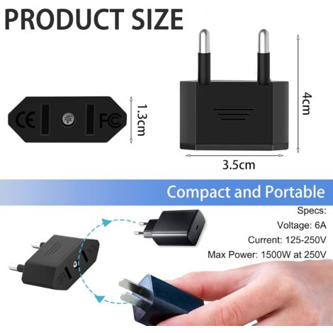 Lot De 3 Adaptateurs De Voyage USA Vers Europe - Prise Américaine (2 Broches Plates) Vers Prise Européenne (2 Broches Rondes) - 110-250V, 500W - Pour Smartphone, Tablette, Rasoir... - 2