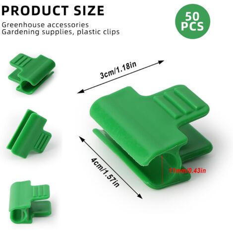 40 Clips Pour Serre 16mm - Fixation Film Plastique Et Filets - Vert - Lot De 40 Pièces